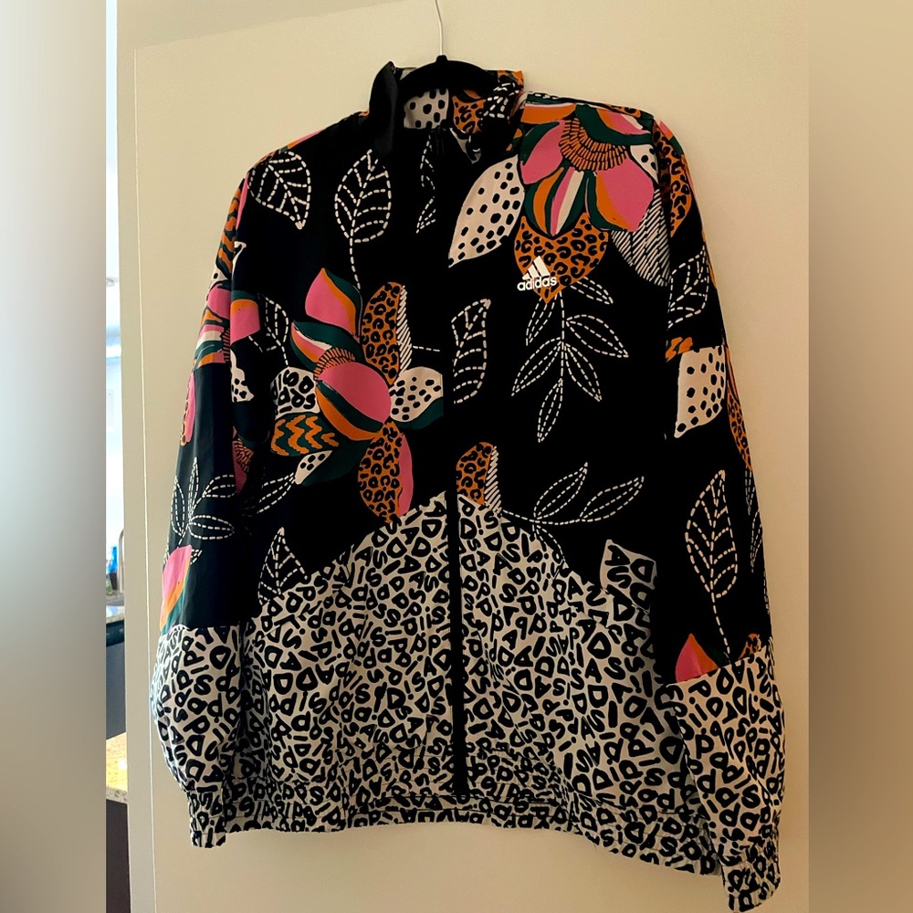 Adidas Women’s Black Floral & Leopard Print Jacket